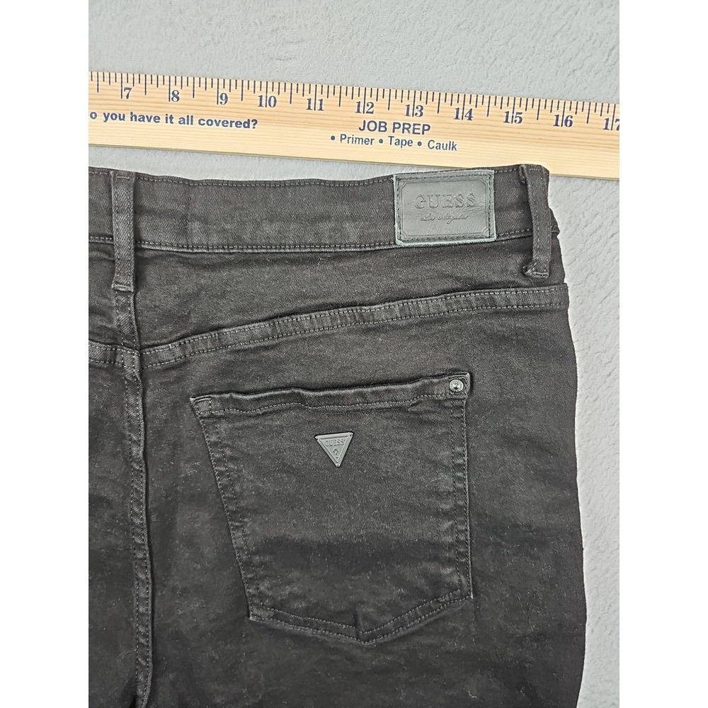 Guess Denim Shorts Pink Floral Embroidery Women's Size 31 Black High Rise Cuffed - Picture 8 of 8